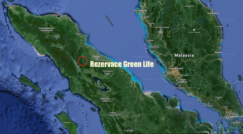 Mapa s vyznačením rezervace Green Life